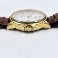 Lorus Mens Watch VJ42-X041 Brown Leather Band Classic Date 44mm 5 Bar