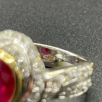 Ladies 18ct White Gold  Red Ruby and Diamonds Ring
