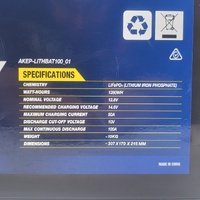 Kings 100Ah LiFePO4 Battery 12V 1280Wh 10kg Deep Cycle AKEP-LITHBAT100_01