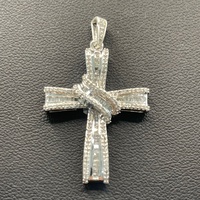 Ladies 925 Sterling Silver Natural Diamond Cross Pendant