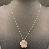 Ladies 9ct Rose Gold Belcher Link Necklace & Natural Diamond Flower Pendant