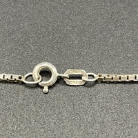 Ladies 925 Sterling Silver Box Link & Red Gemstone Necklace