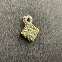 Ladies 10ct Yellow Gold Green Gemstone & Diamond Pendant