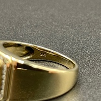 Mens 9ct Yellow Gold Black Gemstone and Diamonds Ring