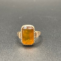 Ladies 9ct Yellow Gold Amber Stone Ring