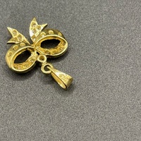 Ladies 18ct Yellow Gold Natural Diamond Bow Pendant