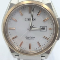 Citizen Eco-Drive E111 Titanium Mens Watch White Dial Sapphire 100M