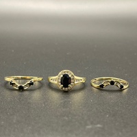 Ladies 9ct Yellow Gold 3 Piece Natural Diamond Ring Set
