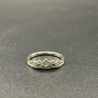 Ladies 10ct White Gold Natural Diamond Ring
