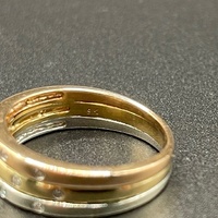 Ladies 9ct Three Tone Gold Natural Diamond Multi Row Ring