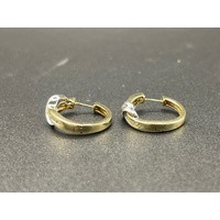 Ladies 9ct Yellow Gold Diamond Hoop Earrings