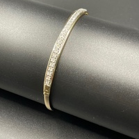 Ladies 9ct Yellow Gold Natural Diamond Oval Bangle