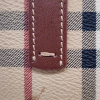 Burberry Haymarket Nova Check Coated Canvas Tote Bag with Brown Leather Trim