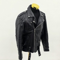 Rhino Biker Motorcycle Black Leather Jacket Size XL