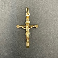 Unisex 9ct Yellow Gold Crucifix Cross Pendant