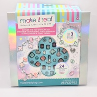 Make It Real Clover Top Jewelry Set DIY 24 Beads Charms 3 Bracelets Kit Girls