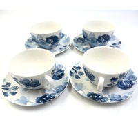 Madras Link Midnight Roses 9 Piece Tea For Four Set New Bone China