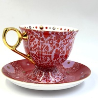 T2 Pink Moroccan Fine Bone China Tea Cup Set with Gold Accents