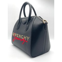 Givenchy Antigona Small Signature Series Black Leather Red Logo Bag MPD1119