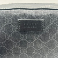 Gucci 574886 GG Supreme Canvas Black Red Web Stripe Leather Shoulder Bag