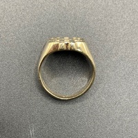 Mens 9ct Yellow Gold Dollar Sign Diamond Ring