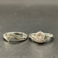 Ladies 925ct Sterling Silver CZ Bridal Ring Set