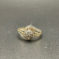 Ladies 9ct Yellow Gold Natural Diamond Cluster Ring