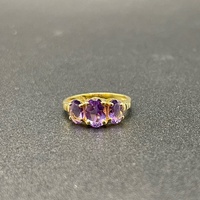 Ladies 9ct Yellow Gold Purple Gemstone Ring