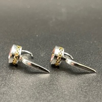 Ladies 18ct White Gold Pink Stone Drop Earrings