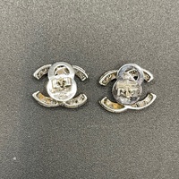 Ladies 14ct White Gold CC Diamond Stud Earrings