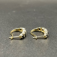 Ladies 9ct Yellow Gold Diamond & Sapphire Oval Hoop Earrings