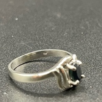 Ladies 9ct White Gold Blue Sapphire & Diamond Ring