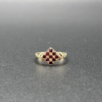 Ladies 9ct Yellow Gold Red Gemstone Ring