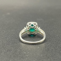 Ladies 9ct White Gold Blue Green Stone & Diamond Ring