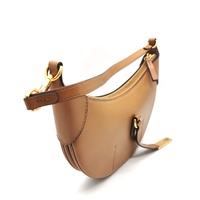 Polo Ralph Lauren Polo ID Calfskin Mini Leather Shoulder Bag Tan with Box