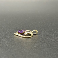 Ladies 9ct Yellow Gold Purple Stone Heart Pendant