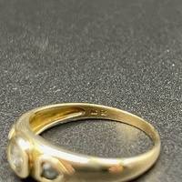 Ladies 9ct Yellow Gold Blue Gemstone and CZ Ring