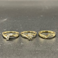 Ladies 9ct Yellow Gold Diamond Triple Ring Set