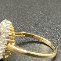 Ladies 9ct Yellow Gold Green Gemstone & Diamond Ring