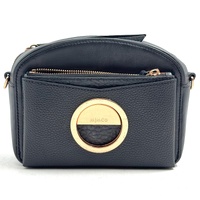 Mimco 60250329 Serene Crossbody Bag Black Pebbled Leather Rose Gold