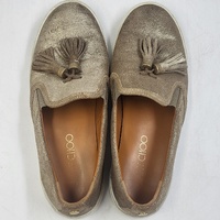 Jimmy Choo Dale Flat Metallic Suede Slip-ons Tassel Loafers - Size 40 - Authentic