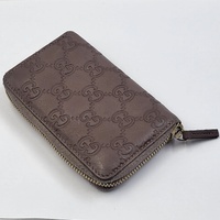 Authentic GUCCI Microguccissima Brown Leather Zip Around Wallet - 255452