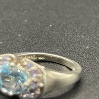Ladies 925 Sterling Silver Blue & Purple Gemstone Ring