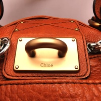 Chloe Paddington Orange Leather Handbag Gold Tone Hardware with Padlock and Key