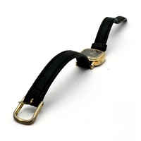 Seiko 2Y01-5A90 Ladies Quartz Watch Gold Tone Black Dial Leather Band