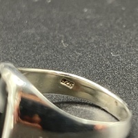 Mens 925 Sterling Silver Black Stone Ring