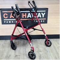 Aidacare Aspire Foldable Rollator Walker Seat Red 130kg Weight Limit