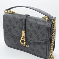 GUESS Black Logo Convertible Crossbody Shoulder Bag Gold Hardware