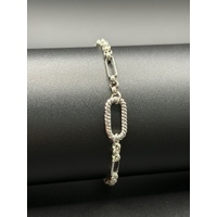 Ladies 925 Sterling Silver Paperclip & Belcher Link Bracelet