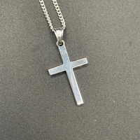 Unisex 925 Sterling Silver Curb Link Chain & Cross Pendant Necklace